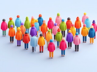 Colorful crowd of stylized figures in unity.