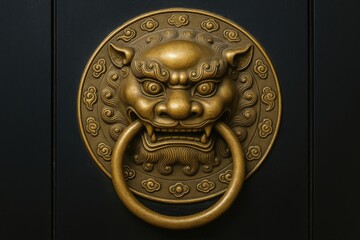 Decorative brass lion door knocker design