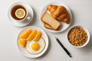 Morning meal served at the dining table