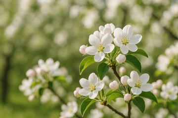 Obraz premium A thriving apple tree branch in full bloom