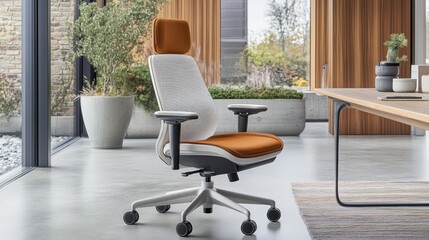 Modern ergonomic office chair in a bright, contemporary workspace.