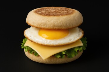 Morning meal sandwich against a dark backdrop