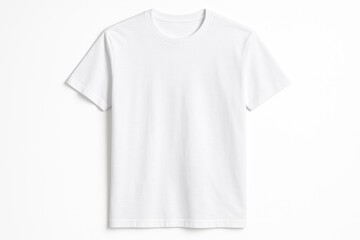 Blank short-sleeve cotton T-shirt template on white backdrop