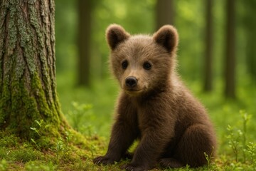 Fototapeta premium Majestic wild brown bear in its natural habitat