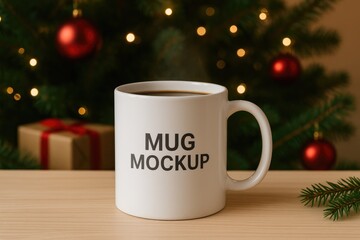 Festive Holiday-Themed White Mug Template