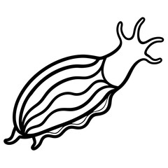 White Sea Slug Line Art