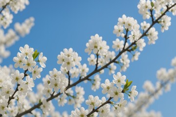 Snowy white plum blossom in full bloom