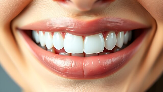 Close-up of a radiant smile with perfect white teeth, showcasing dental health and confidence.