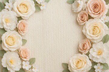Creamy wool backdrop adorned with faux floral border