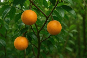 Wild tropical fruit from the Apocynaceae family: Willughbeia edulis Roxb.