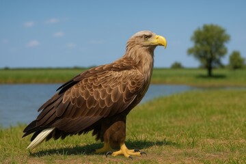 White-tailed eagle in the Volga Delta of the Astrakhan region