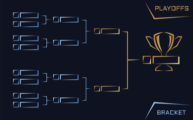 Gold and silver championship bracket on a black background, for tournament esport, and sport © Farhan