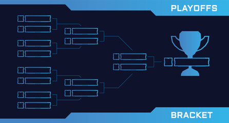 Modern tournament bracket template with blue trophy icon, for tournament esport and sport © Farhan