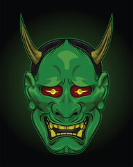 Vector illustration of a Kabuki demon mask