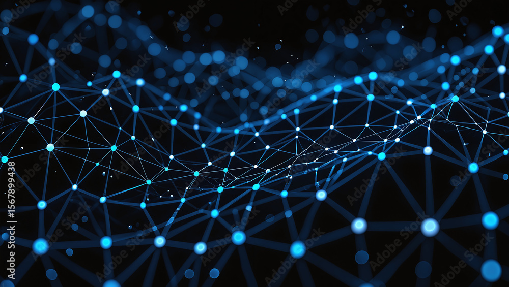 Wall mural cybernetic blue web advanced data connectivity. navigate the blue data ocean insights modern network
