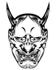 Vector illustration of a Kabuki demon mask
