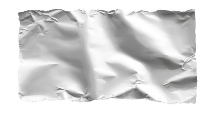 Flat silver foil sheet with torn corners