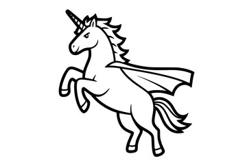 Fototapeta premium Superhero Unicorn – Bold Minimalist Vector Line Art for Apparel and Vinyl Cutting Generative AI