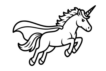 Superhero Unicorn &ndash; Bold Minimalist Vector Line Art for Apparel and Vinyl Cutting Generative AI

