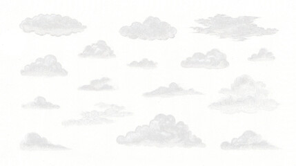 Fototapeta premium sketch-style cloud icons in white ink