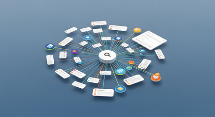 Data Network Connection Abstract Illustration of Interconnected Information System