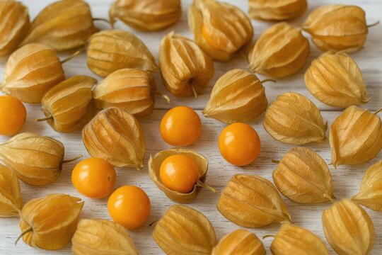 Delicious organic yellow berry, a nutritious ground cherry fruit