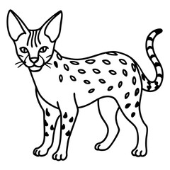 White Serval Line Art