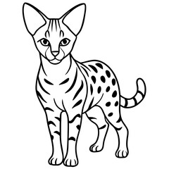 White Serval Line Art