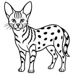 White Serval Line Art