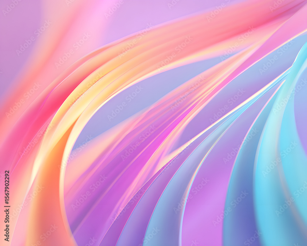 Poster abstract curved light streaks in soft gradient colors with blur effect - modern digital art and cont
