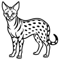 White Serval Line Art