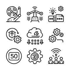 Technology Icon Set &ndash; Industry 4.0 and Future Factory Concepts