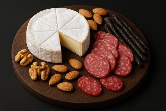 Delicious cheese starter with nuts and charcuterie bites