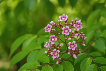 Star fruit flowers: delicate pinkish-purple blooms of Carambola