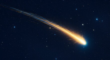 Comet streaking across starry sky