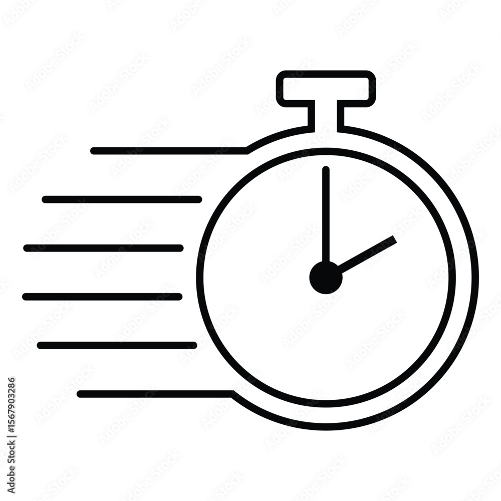 Poster stopwatch vector icon. shortest speed and time limit stopwatch vector icon line art style. quick tim