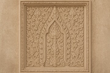 Traditional Thai stucco decoration on pagoda wall