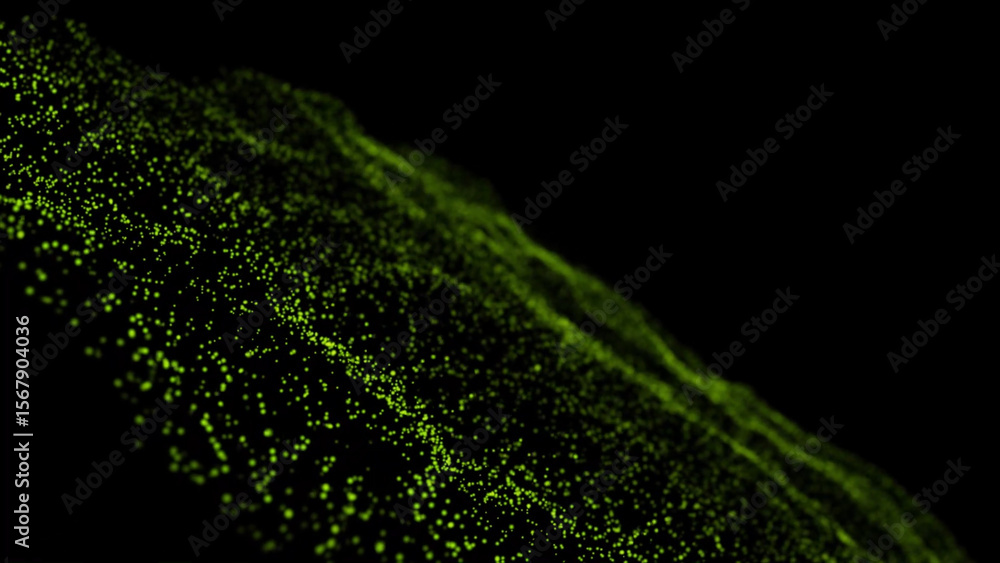 Fototapete abstract digital green terrain of particles glowing in the dark a captivating visualization of natur