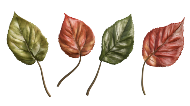 Autumn Leaf Transition Colorful Fall Foliage Leaves Still Life Photo Study on transparent background