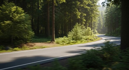Winding Road in a Pine Forest