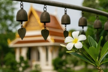 Chimes within a traditional Thai temple setting