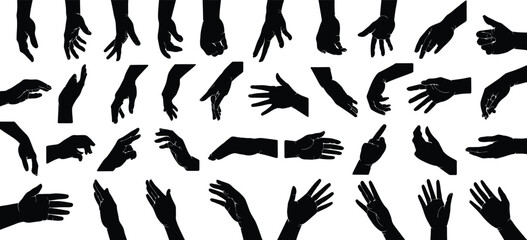 set of hands silhouettes