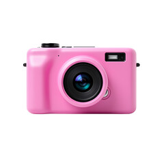 Vibrant pink camera on a white background.