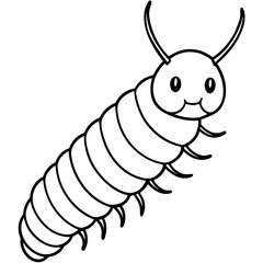 White Silkworm Line Art