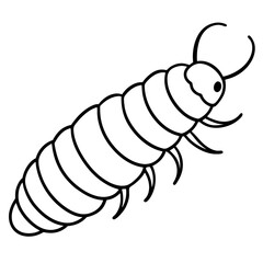 White Silkworm Line Art