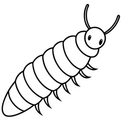 White Silkworm Line Art