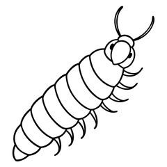 White Silkworm Line Art