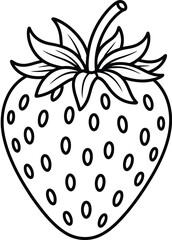 Black Strawberry Line Art Illustration for Coloring and Design

