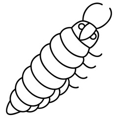 White Silkworm Line Art