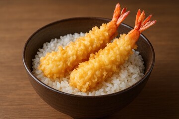 Crispy Shrimp Tempura Served Over Rice Bed